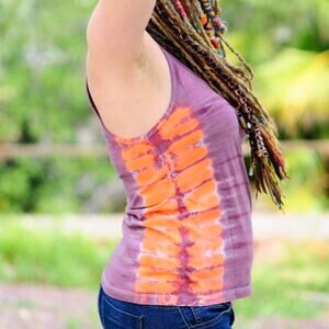 Womens Tank Top Size Medium Handmade Purple Tie Dye Hippie Festival Summer BNWT